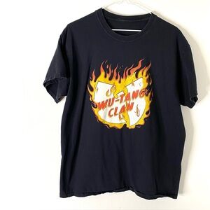 Wu-Tang Clan Black Graphic Tee Flame Logo Vintage Inspired Band Shirt